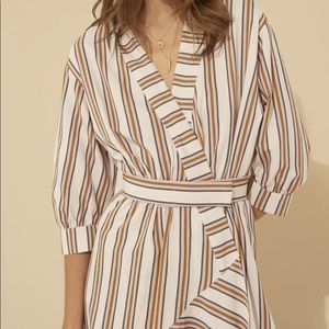 NWOT ba&sh striped wrap dress in pink and gold!
